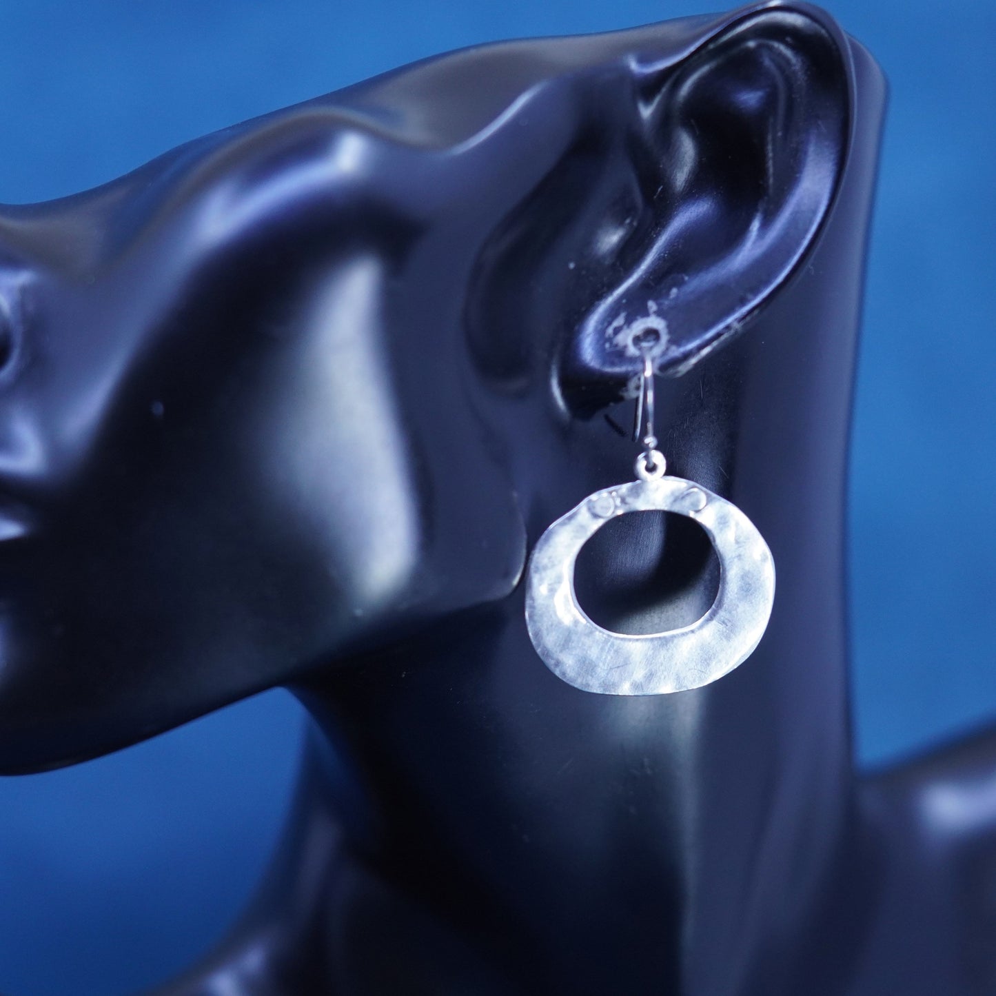 Silpada 925 Sterling Silver Hammered Circular Dangle Earrings W1848 Oval Shiny