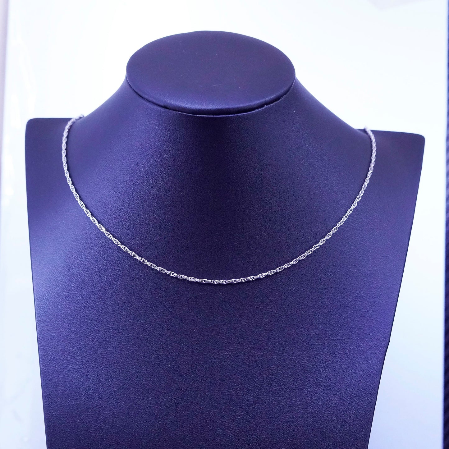 24”, 2mm, vintage Sterling silver necklace, 925 Singapore rope chain