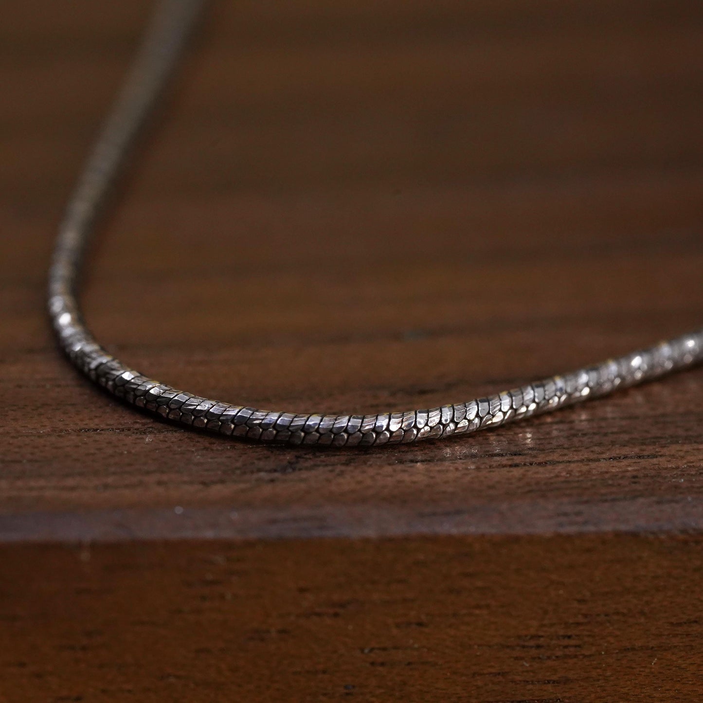 16”, vintage Italian Sterling silver textured snake chain, Italy 925 necklace