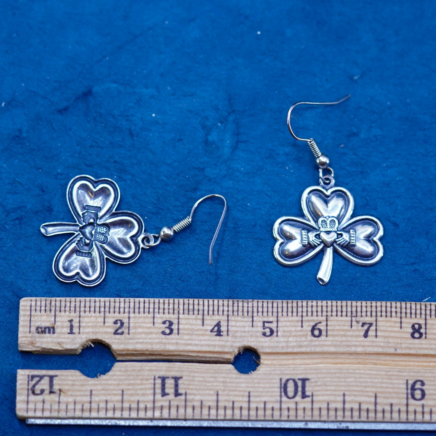 Sterling silver friendship earrings, 925 Irish claddagh holding heart hands
