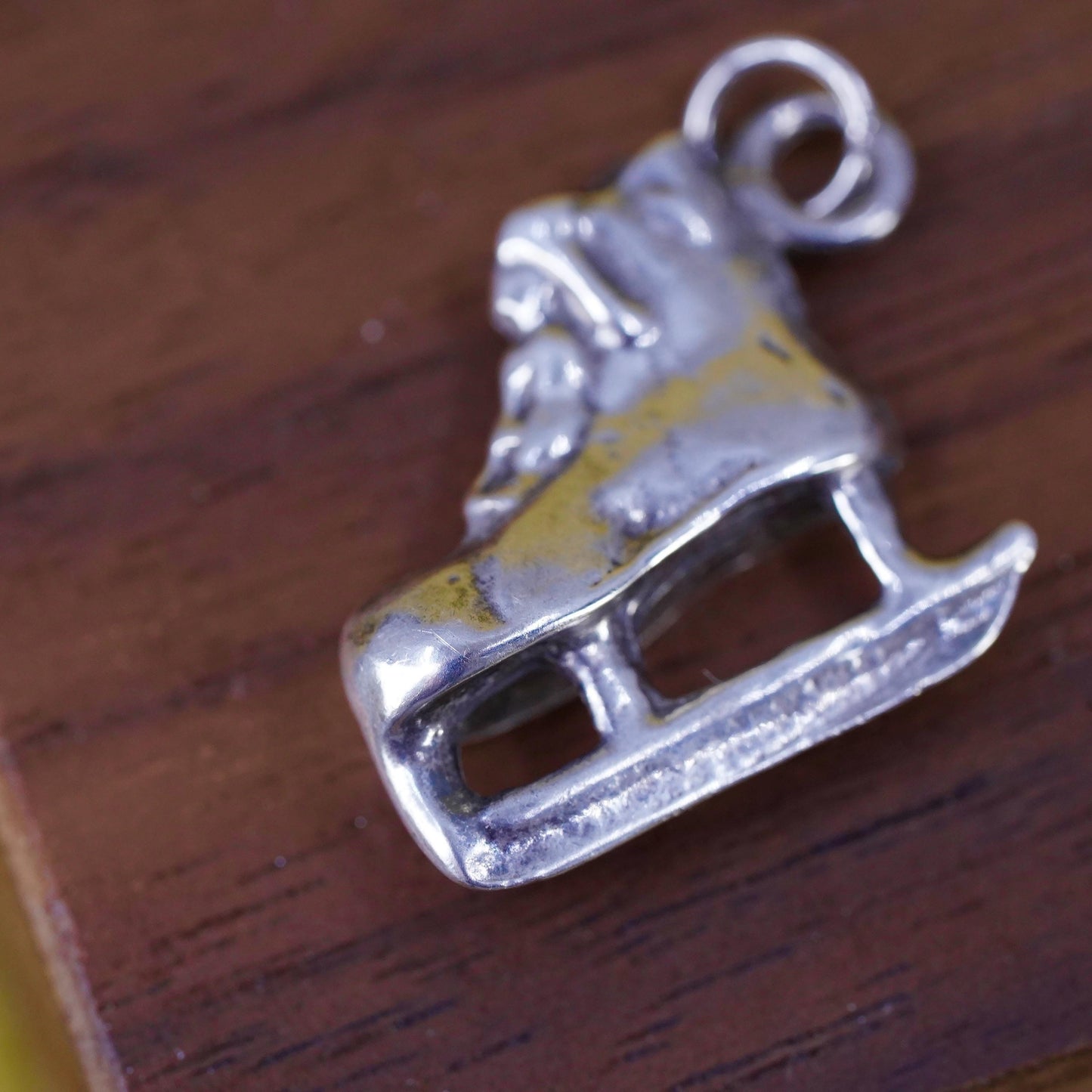 Vintage Sterling silver handmade pendant, 925 ice skate shoe charm
