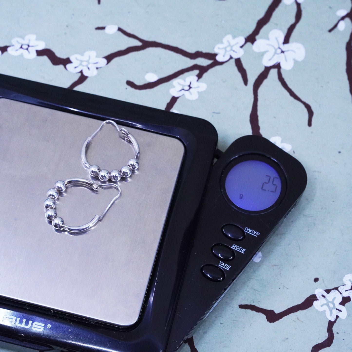 0.5”, Vintage sterling 925 silver loop handmade earrings, bead hoops