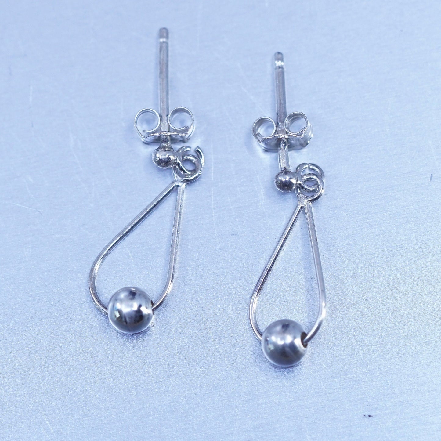 Vintage Italian Sterling 925 silver teardrop earrings with beads