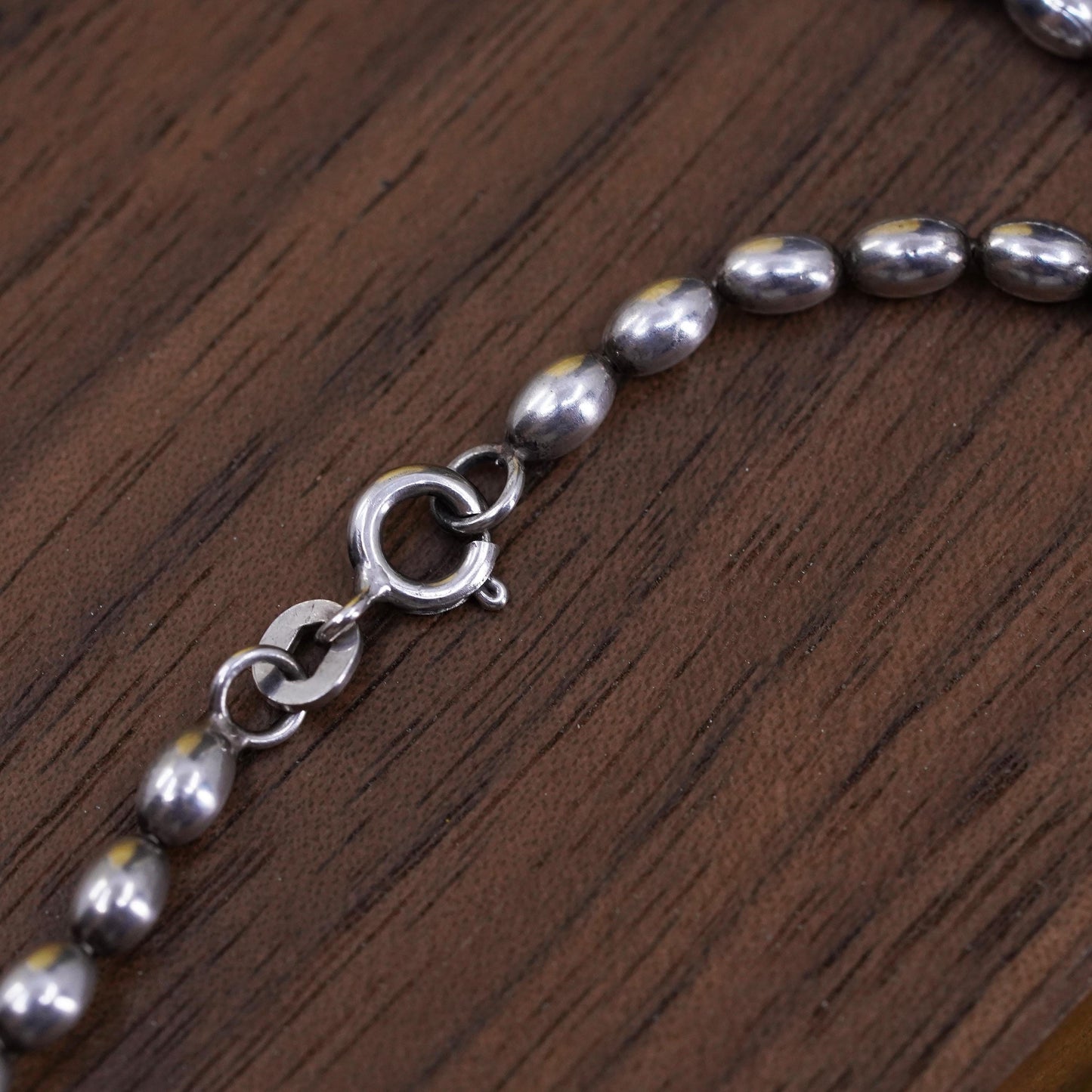 18" 3mm, vintage Italian Sterling silver bead chain, Italy 925 necklace