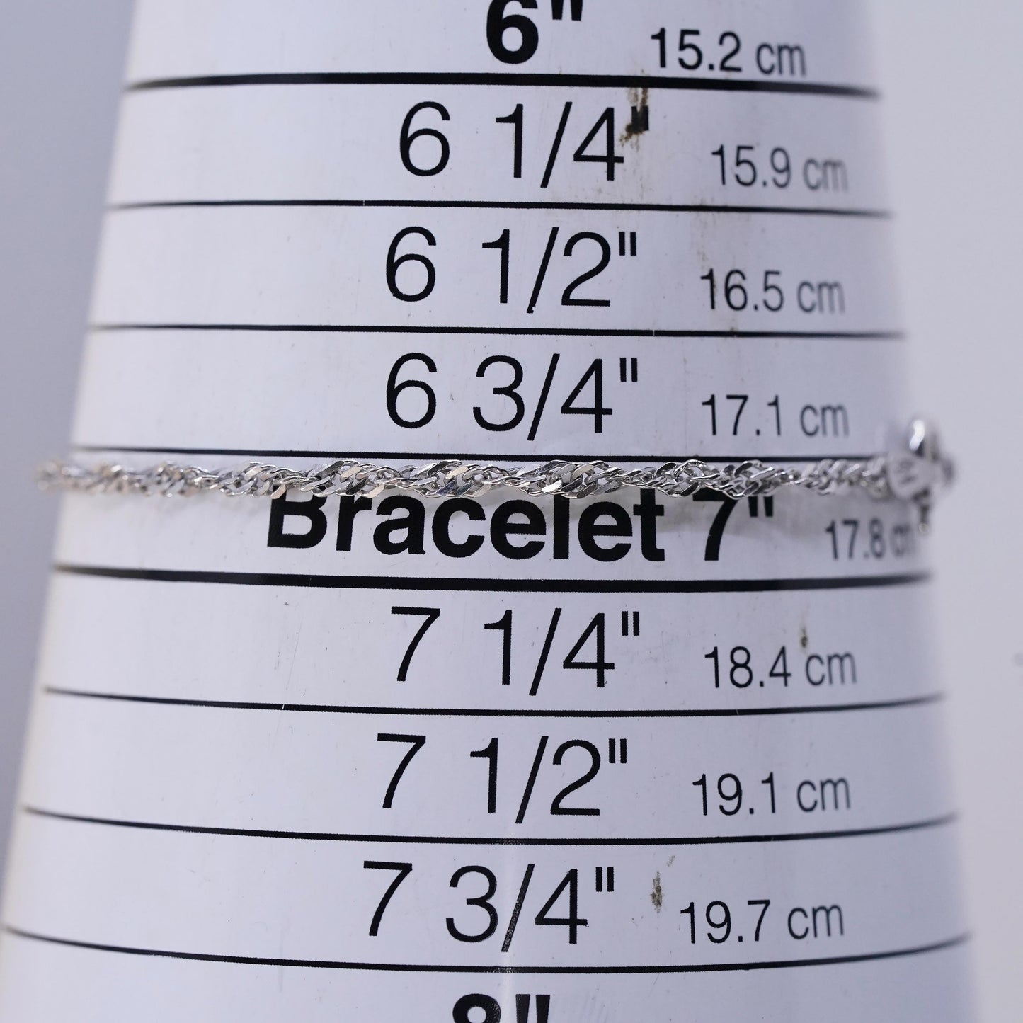 7", 2mm, Vintage Milor sterling silver bracelet, twisted curb link bracelet