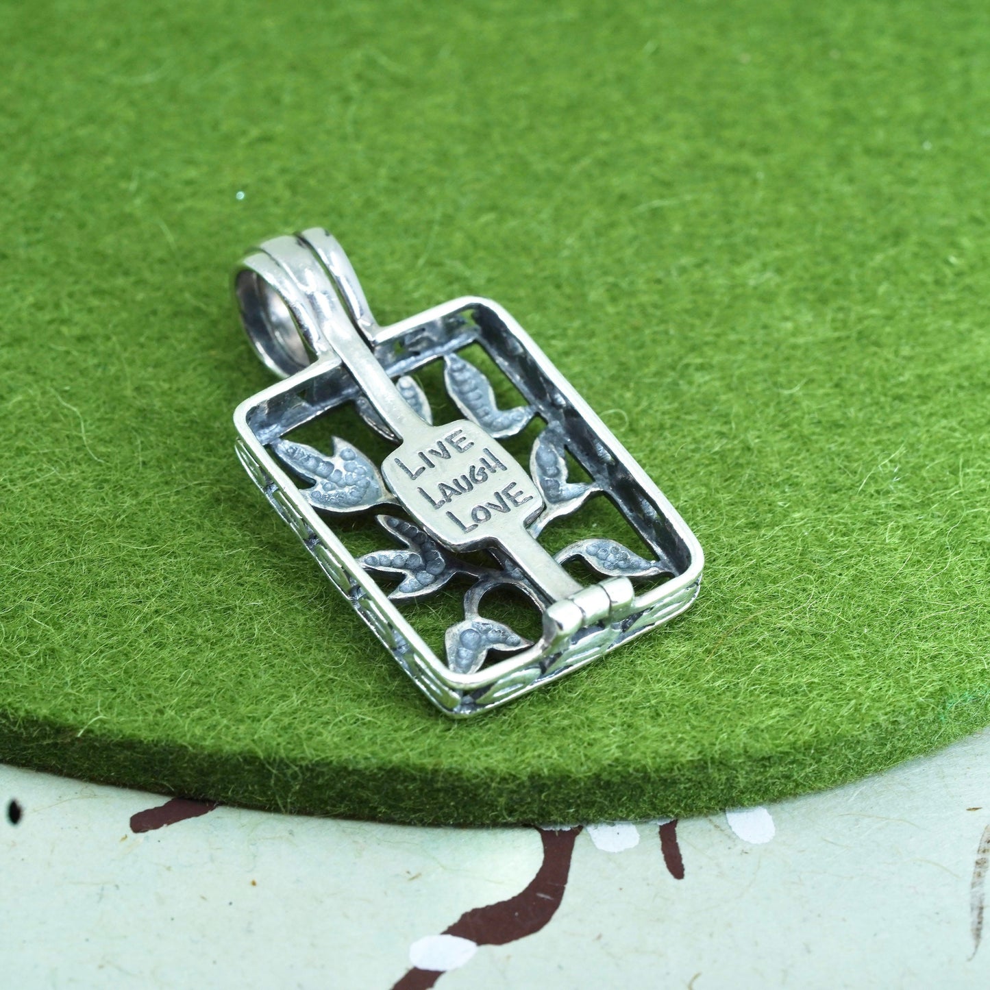 silpada Sterling silver pendant, 925 tree of live embossed “live lough love”