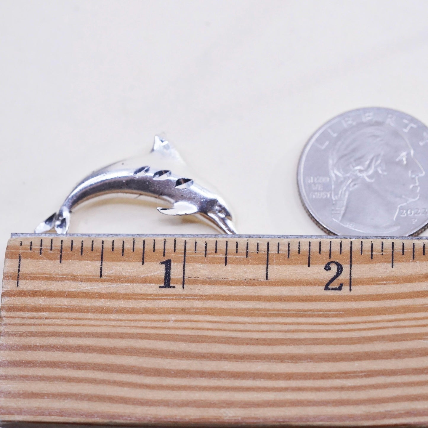 Vintage sterling silver handmade pendant, 925 dolphin charm