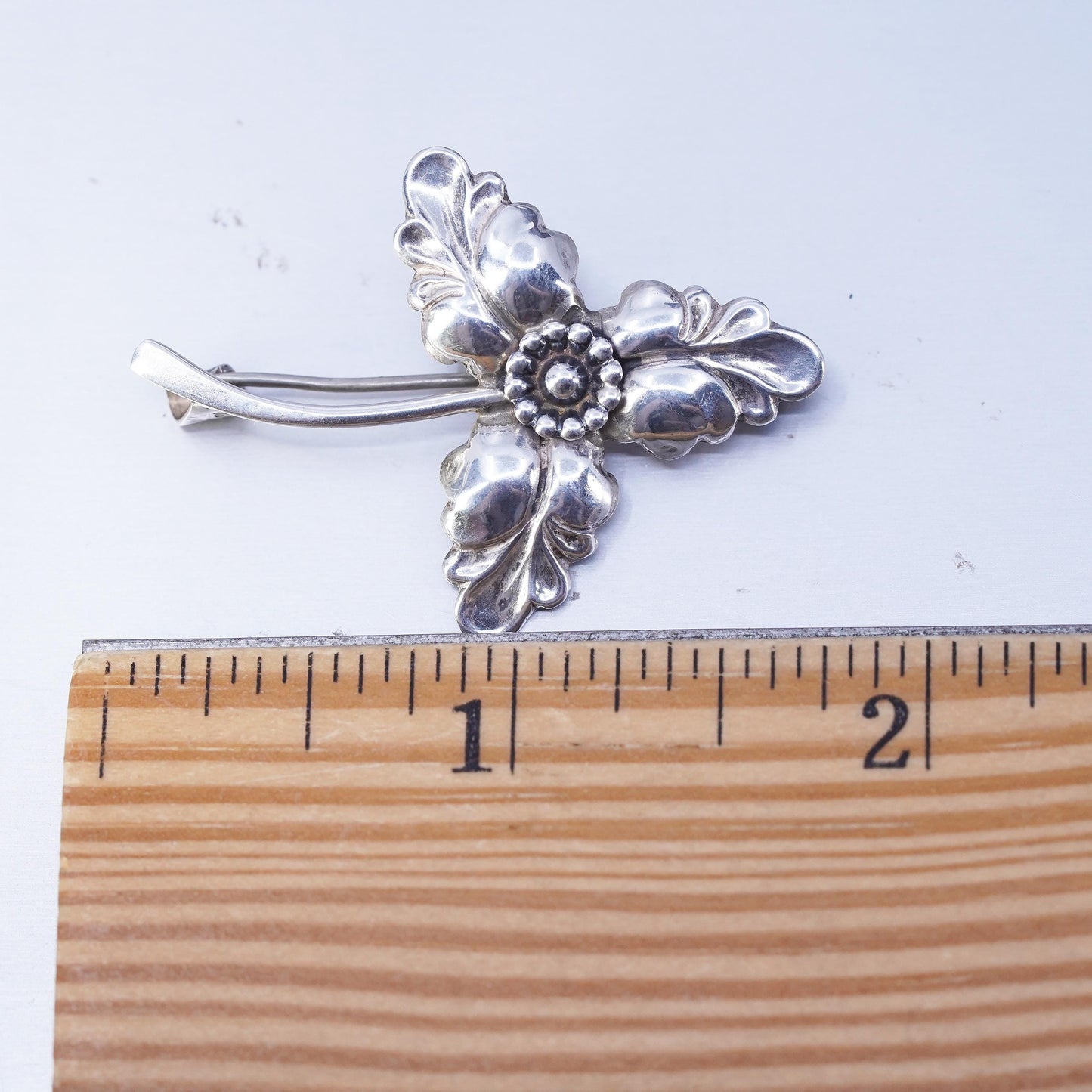 Mid Century HS Denmark Sterling Hermann Siersbol Silver 925 Modernist Brooch