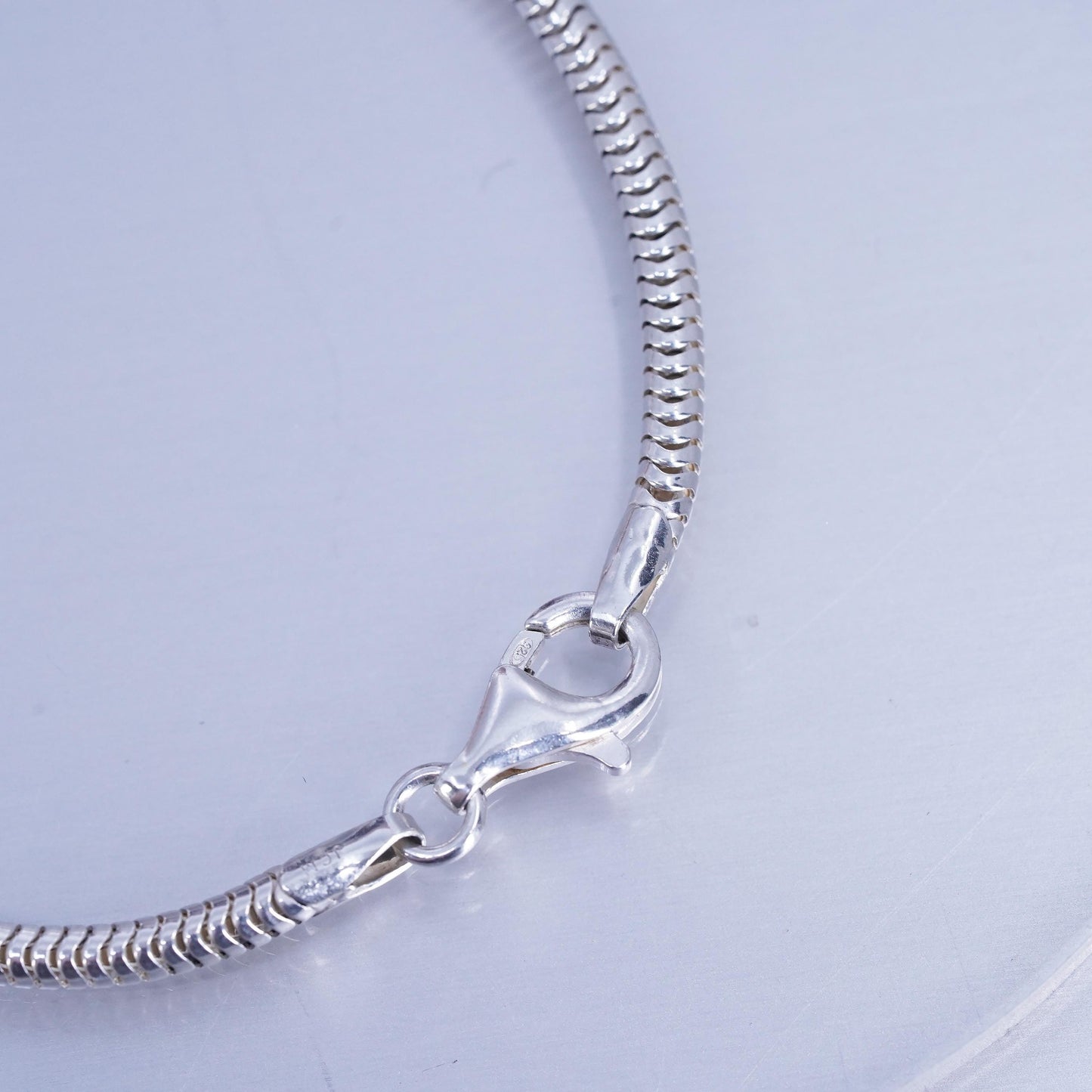 7.25” 3mm, Sterling 925 silver handmade bracelet, bold snake chain