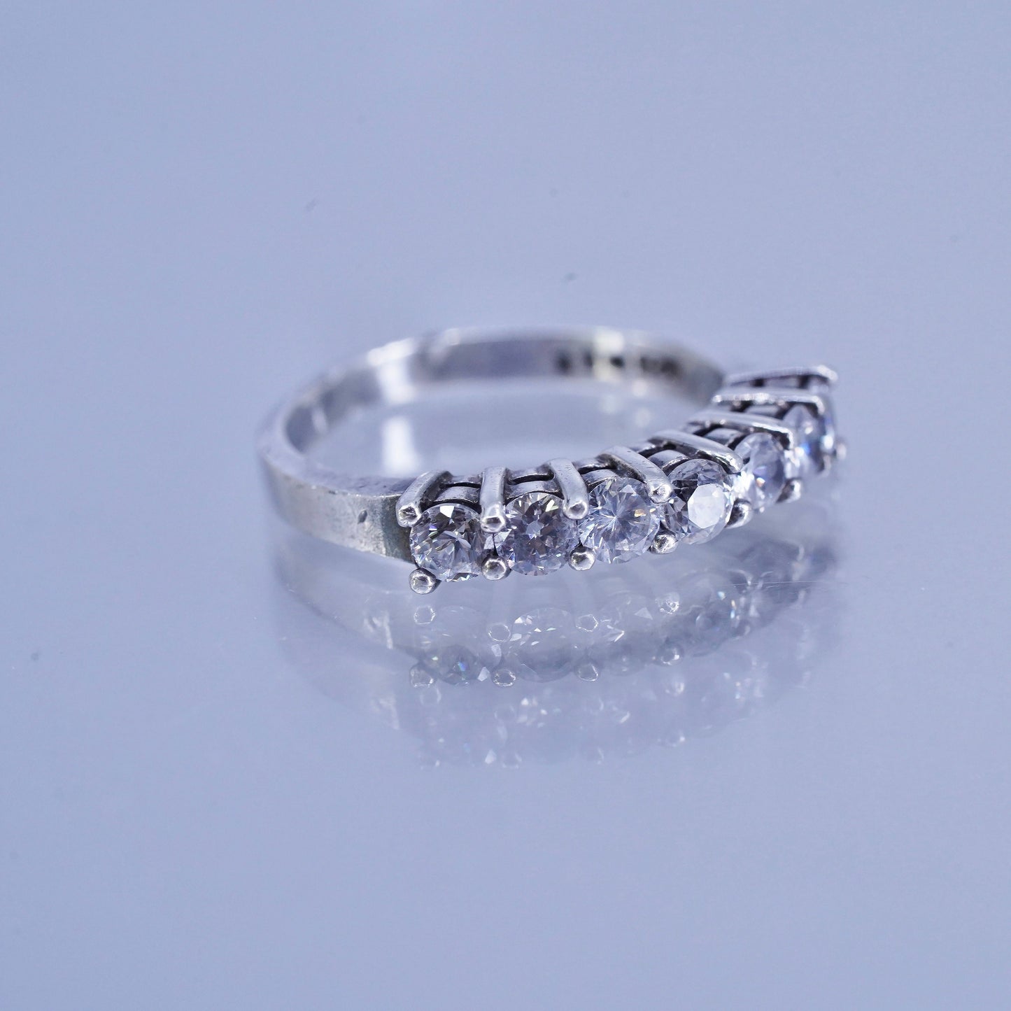Size 5, vintage southwestern Sterling 925 silver wedding ring, Cz band