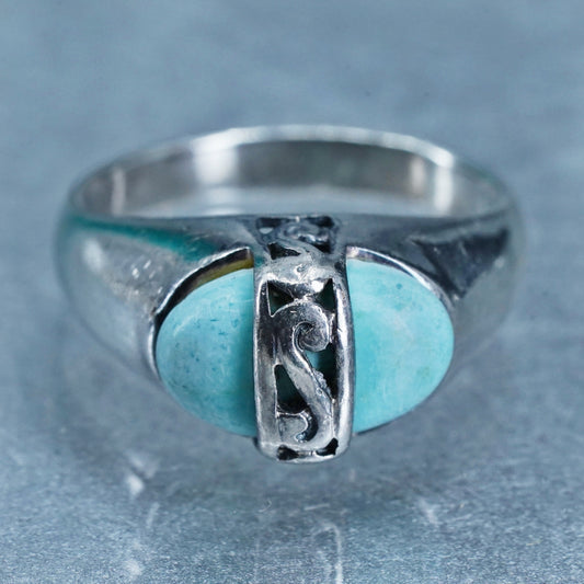 Size 7, southwestern Sterling 925 silver handmade ring with turquoise