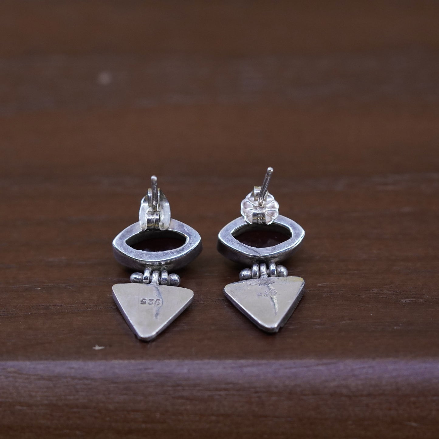 Vintage Sterling silver 925 handmade earrings with garnet and citrine