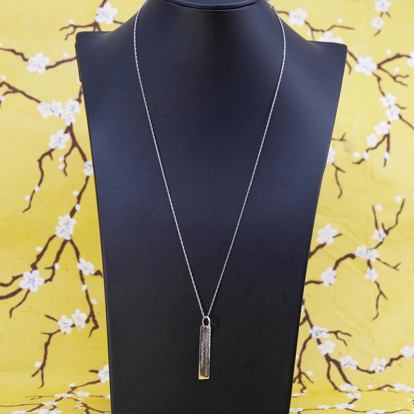 20", vintage Sterling silver necklace, 925 Singapore rope chain tag pendant