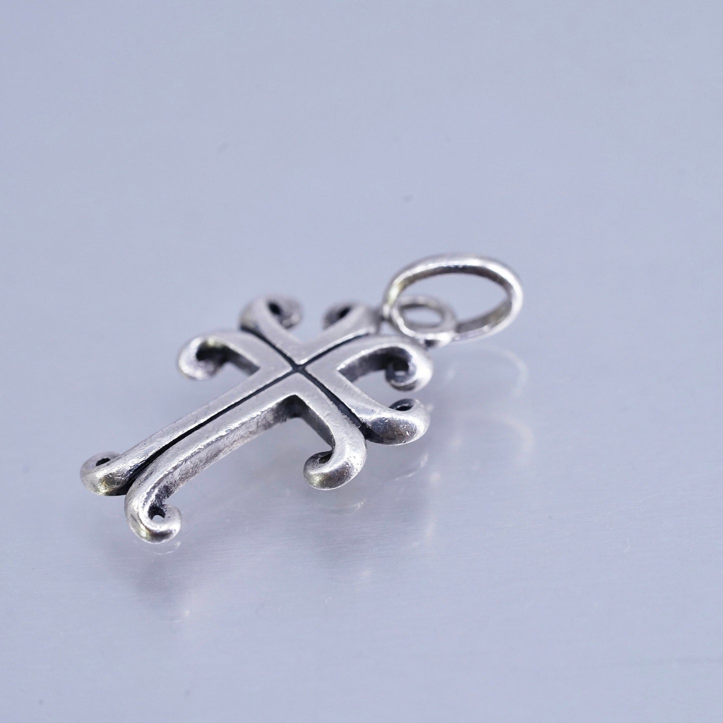 Vintage sterling 925 silver handmade cross charm pendant