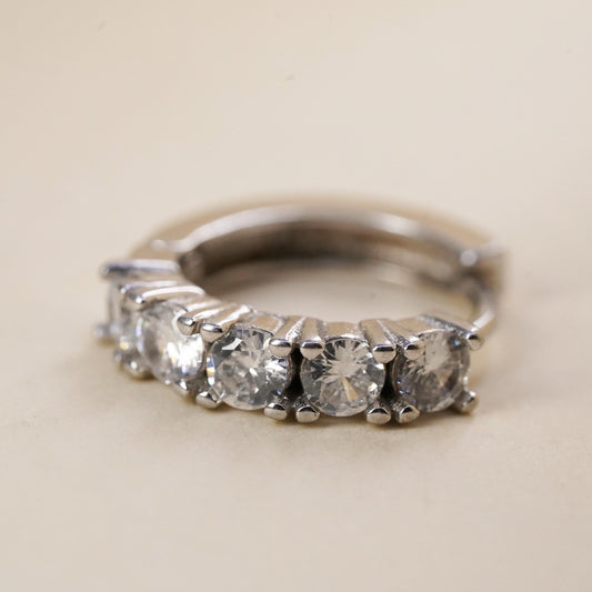 0.5", Vintage sterling silver loop single earring, fashion minimalist hoop cz