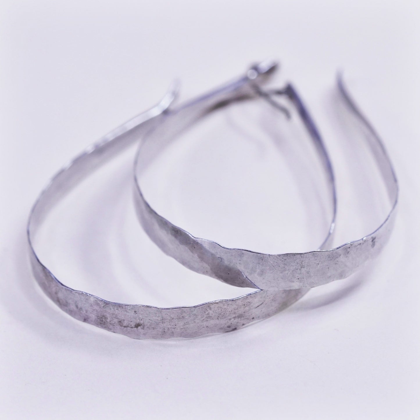 2”, Vintage sterling 925 silver loop earrings, oval hoops, silver tested