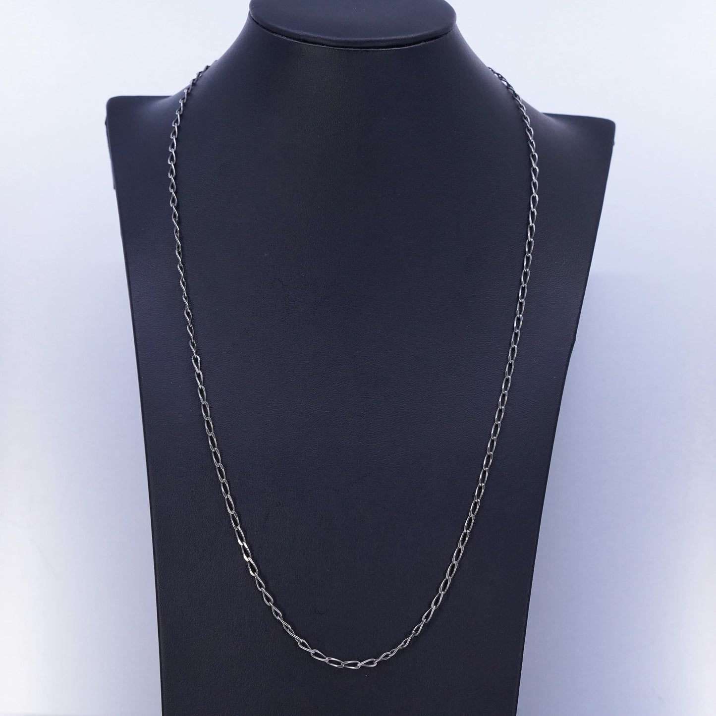 24” 3mm, vintage Mexico Sterling 925 silver curb chain necklace