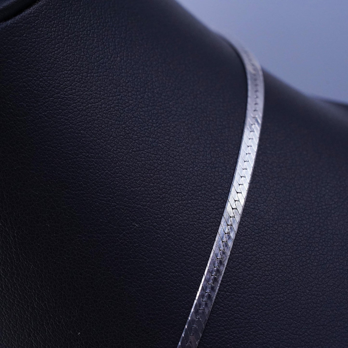 20” 3mm, vintage Italian Sterling 925 silver herringbone chain necklace