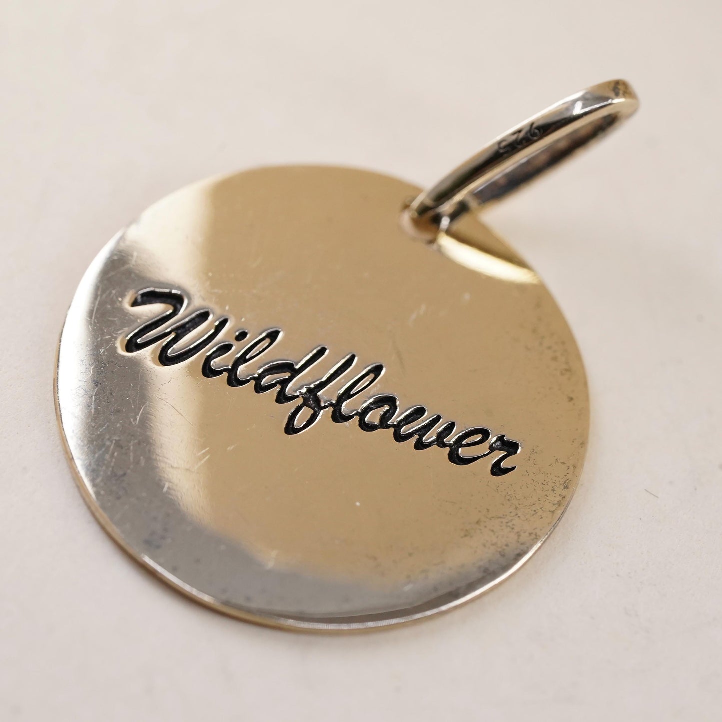 Vintage gold plated Sterling silver pendant, 925 tag charm embossed wildflowers