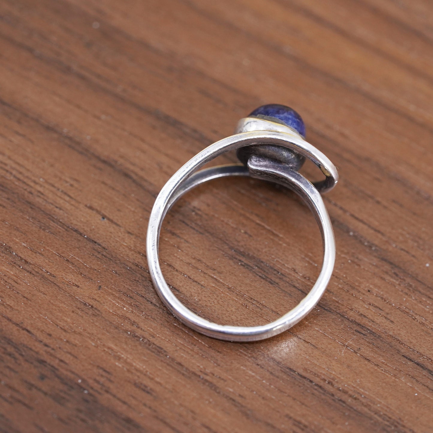 Size 3.75, vintage Sterling 925 silver handmade ring with sodalite