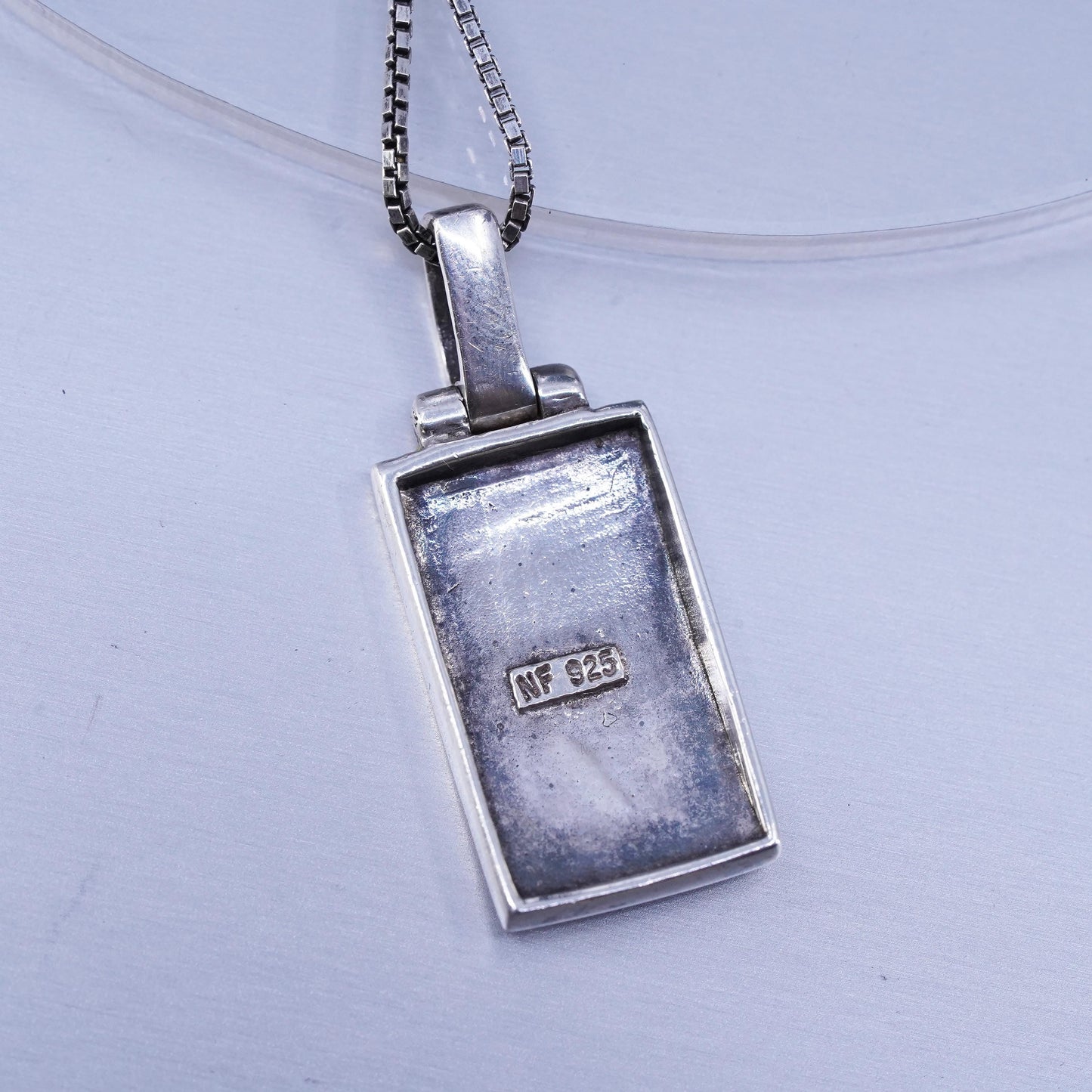 17+2” Sterling 925 silver Singapore rope chain necklace abalone shell pendant
