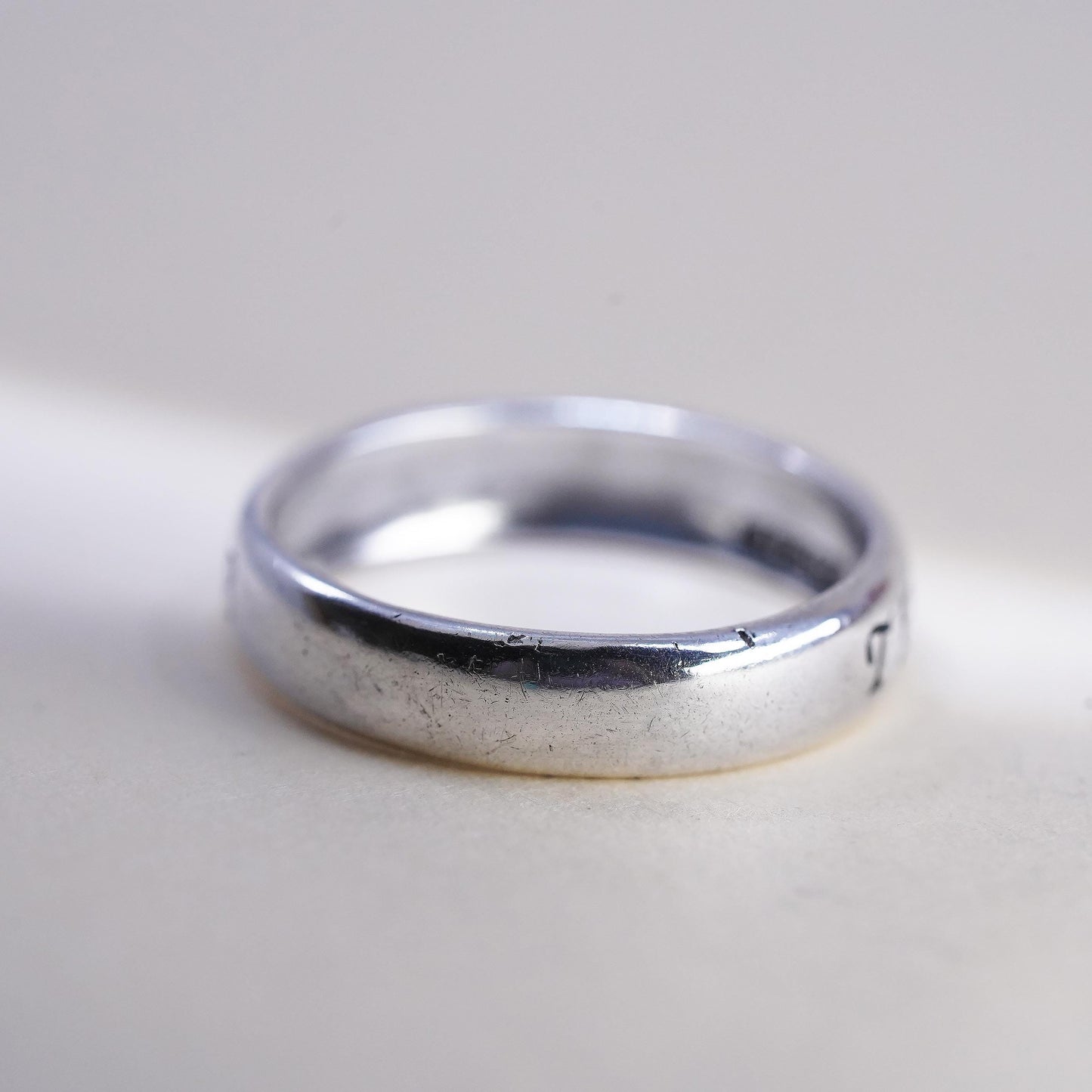 Size 10 Sterling Silver Signed 925 WJ Waldeck Johnson True Love Waits Ring Band