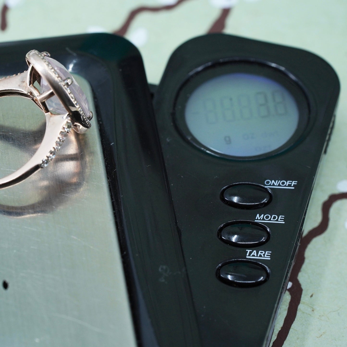 Size 7, Vermeil rose gold over Sterling 925 silver ring with pink quartz and cz