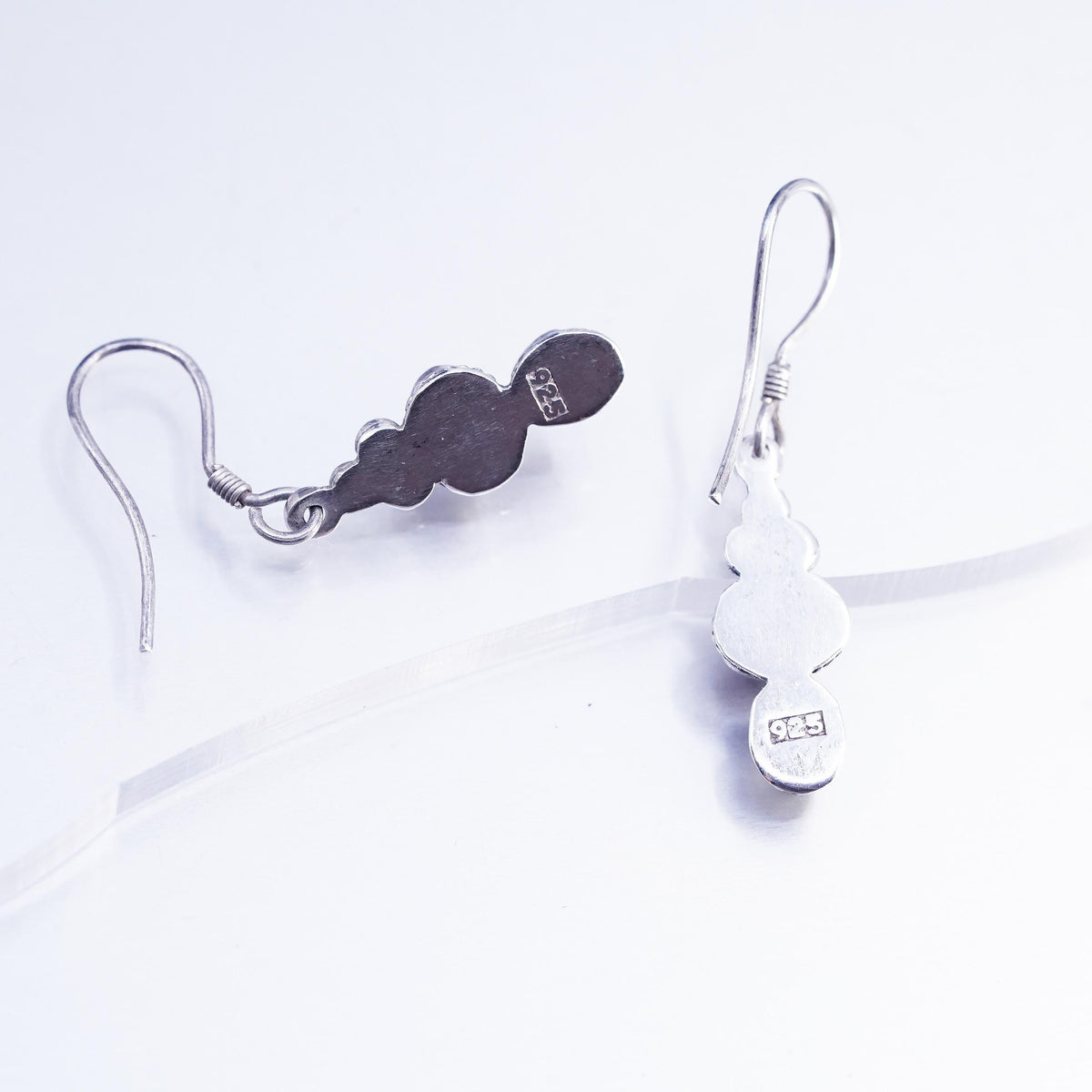 Vintage Sterling 925 silver handmade earrings with white tiger eye garnet beads