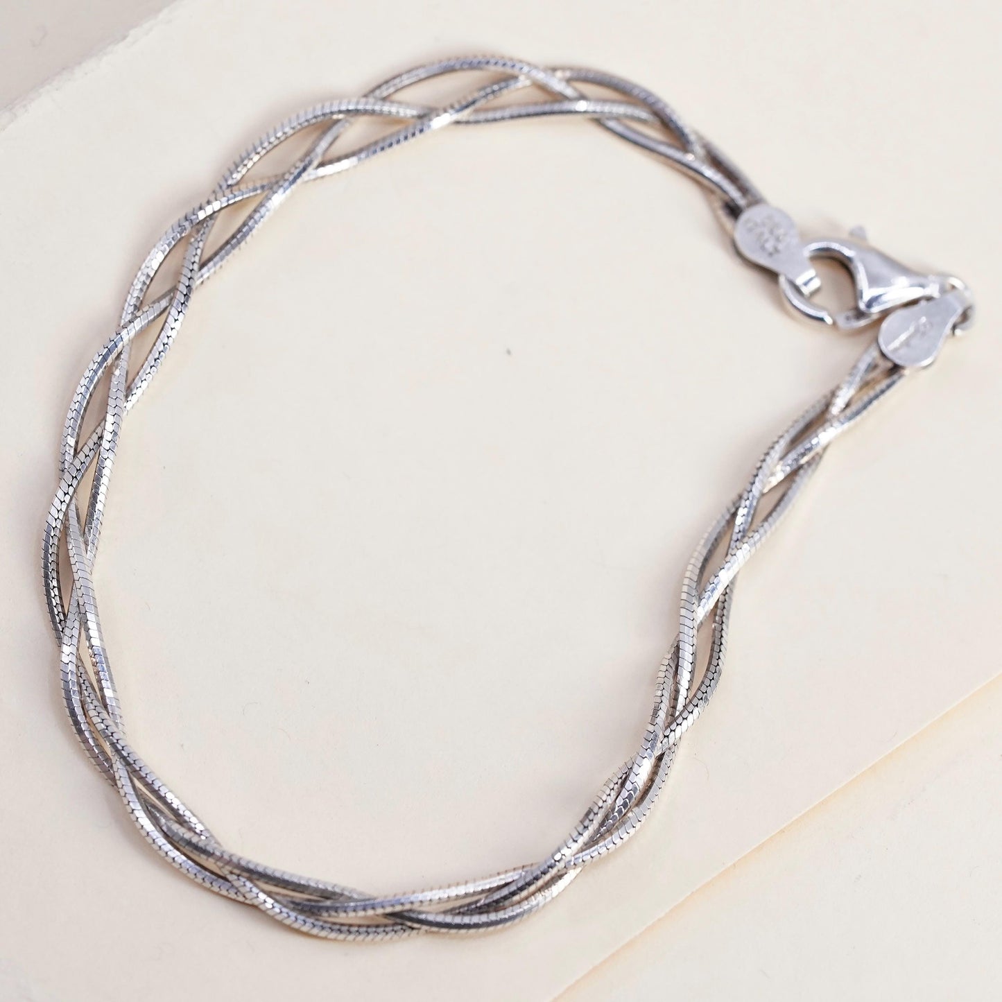 7”, Dyadema Italian multi strands sterling silver bracelet, 925 woven snake