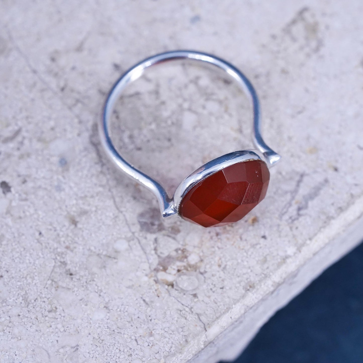 Size 5, vintage Sterling Silver 925 Red Carnelian handmade Ring