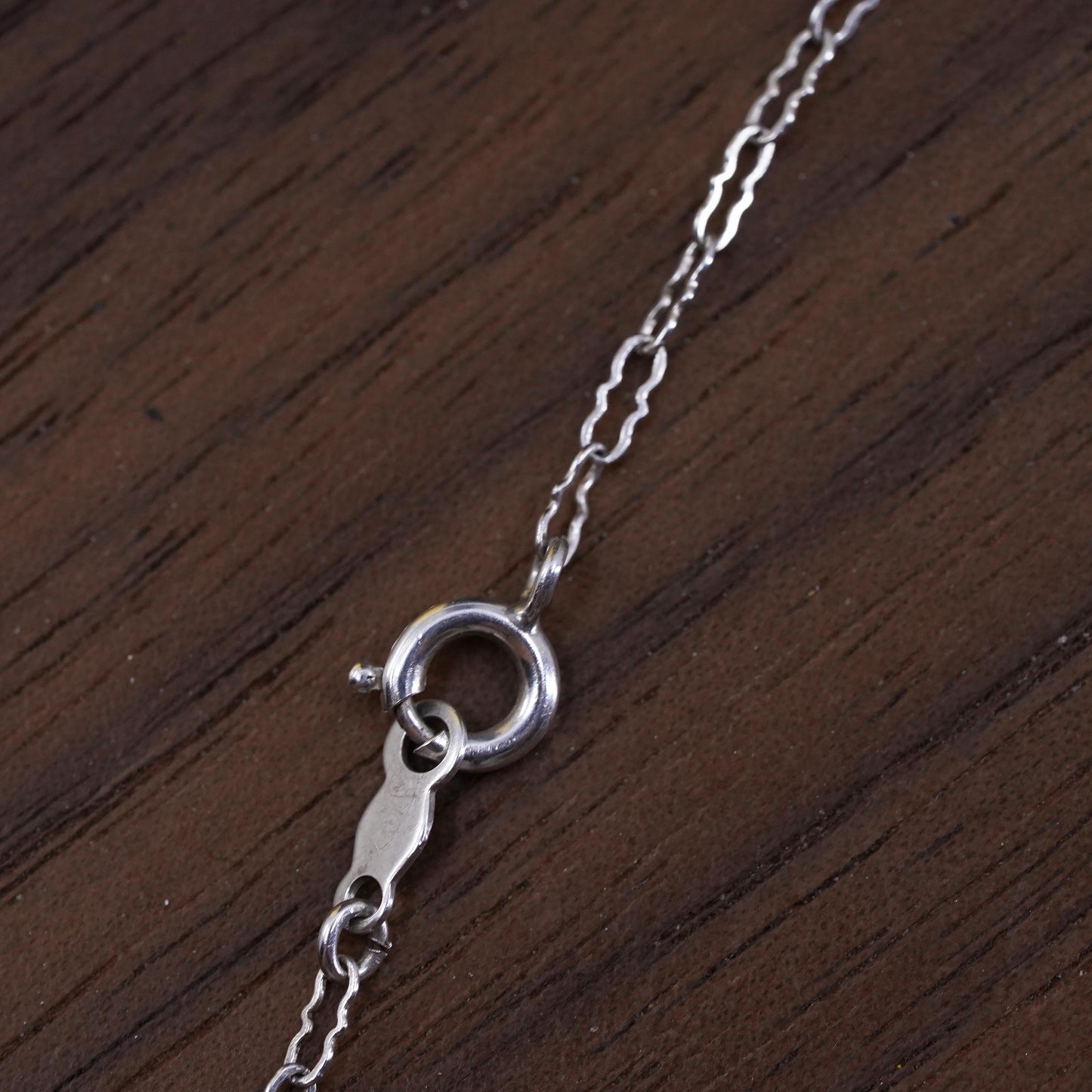 15" 1.6mm, vintage sterling silver elongated chain, Italy 925 silver necklace