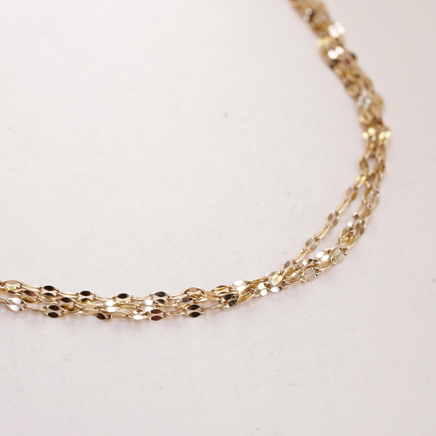 8.25+1”, VTG yellow gold over sterling 925 silver bracelet, multi strands chain
