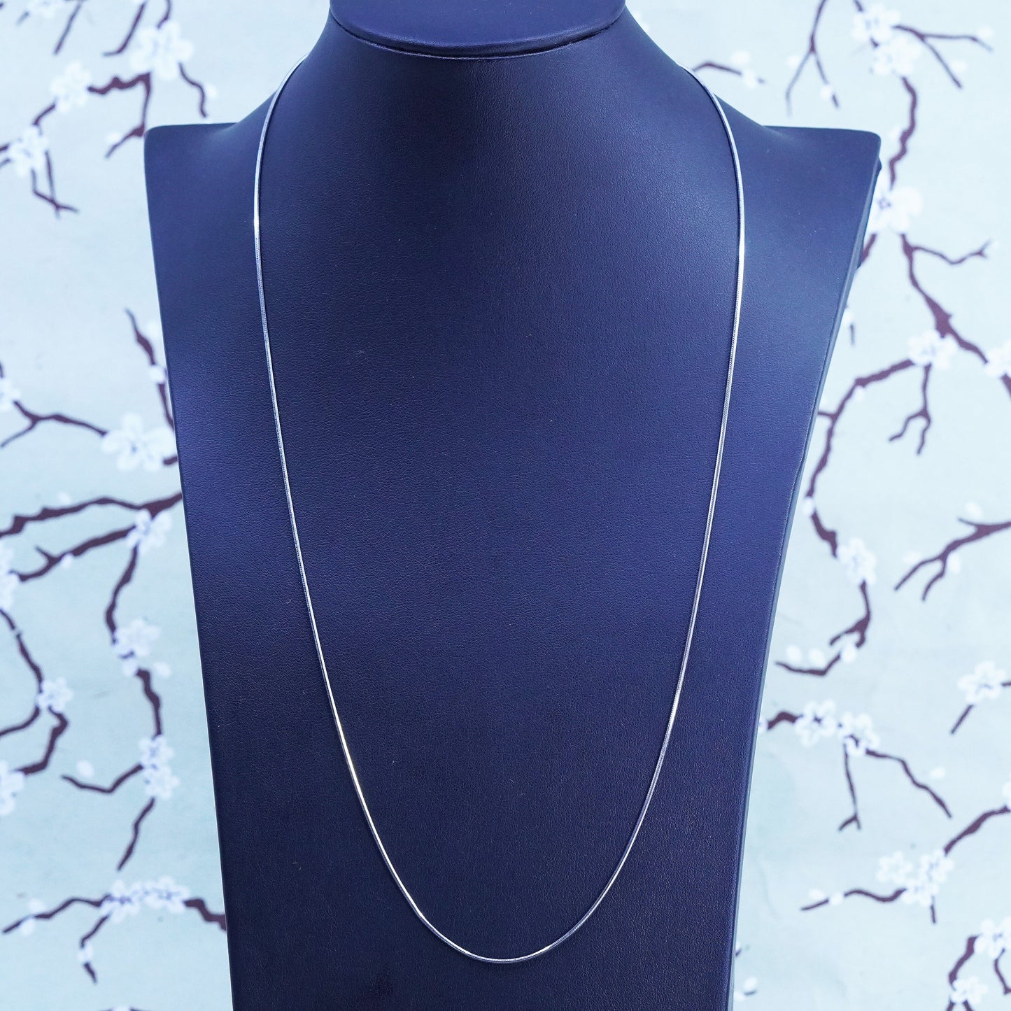 24", 1mm, Vintage sterling silver snake chain, Italy 925 necklace
