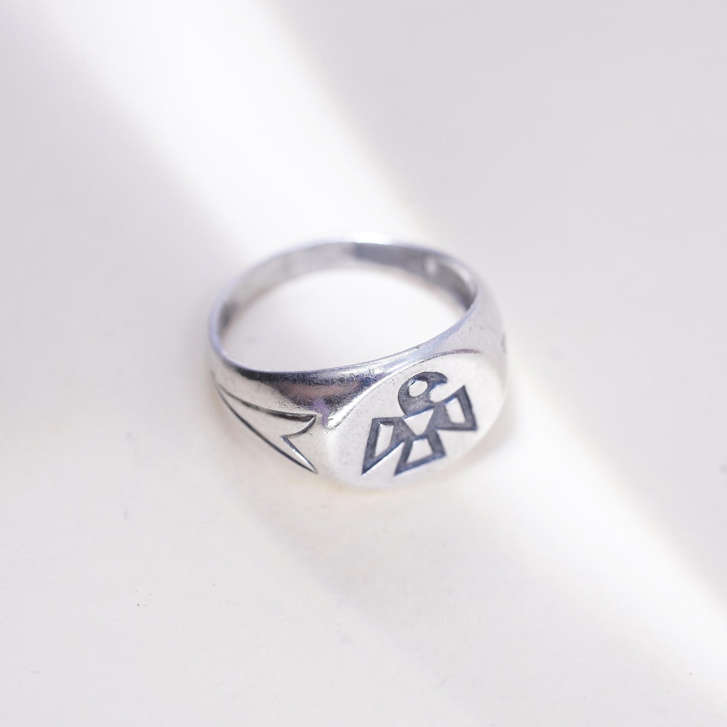 Size 8, Native American Bell Trading sterling silver ring, 925 band thunderbird