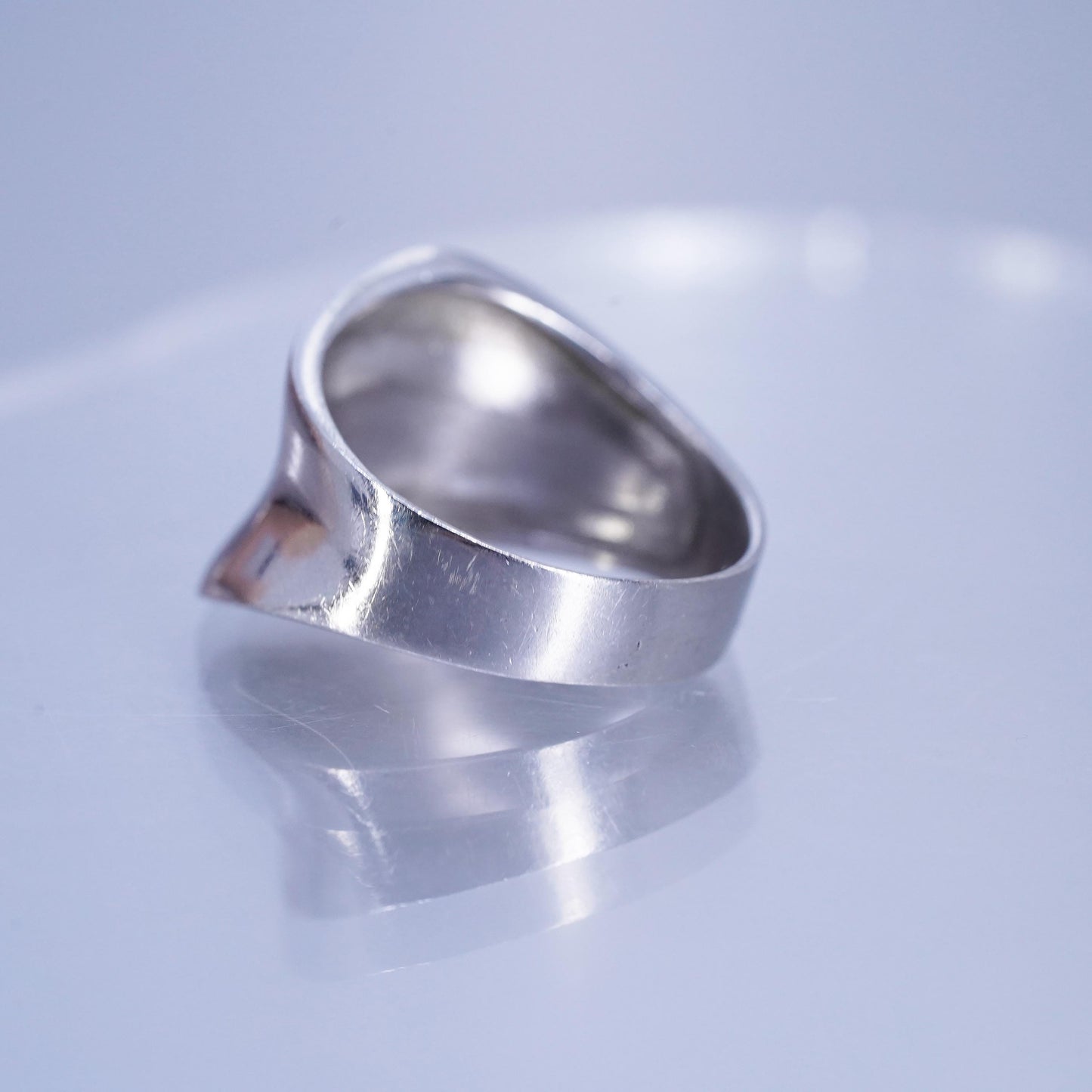 Size 9.5, vintage modern Sterling 925 silver handmade ring, wavy band