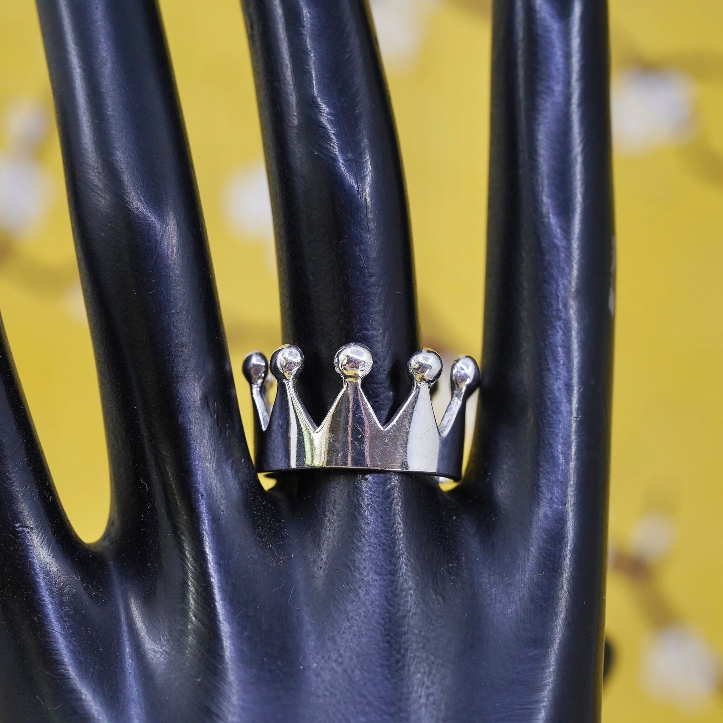 Size 9.5, Vintage Mexican Sterling 925 silver handmade crown Ring