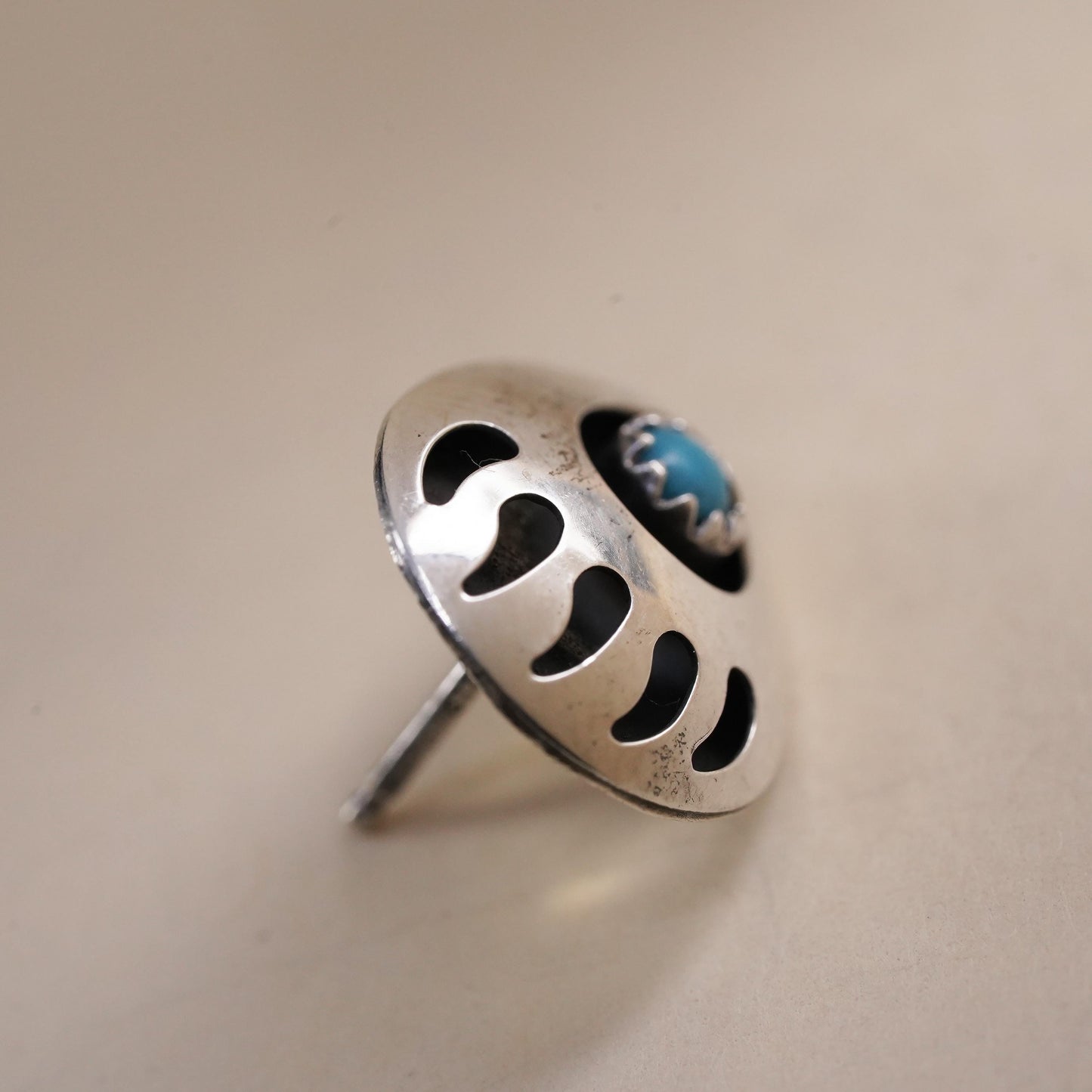 southwestern Sterling 925 silver bear paw stud with turquoise, single earring