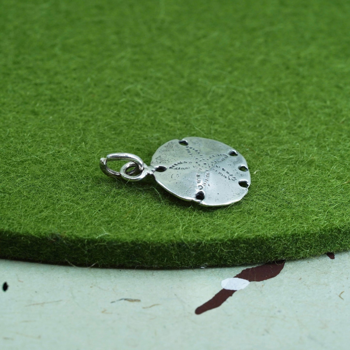 Vintage Sterling silver handmade pendant, 925 Sandollar charm