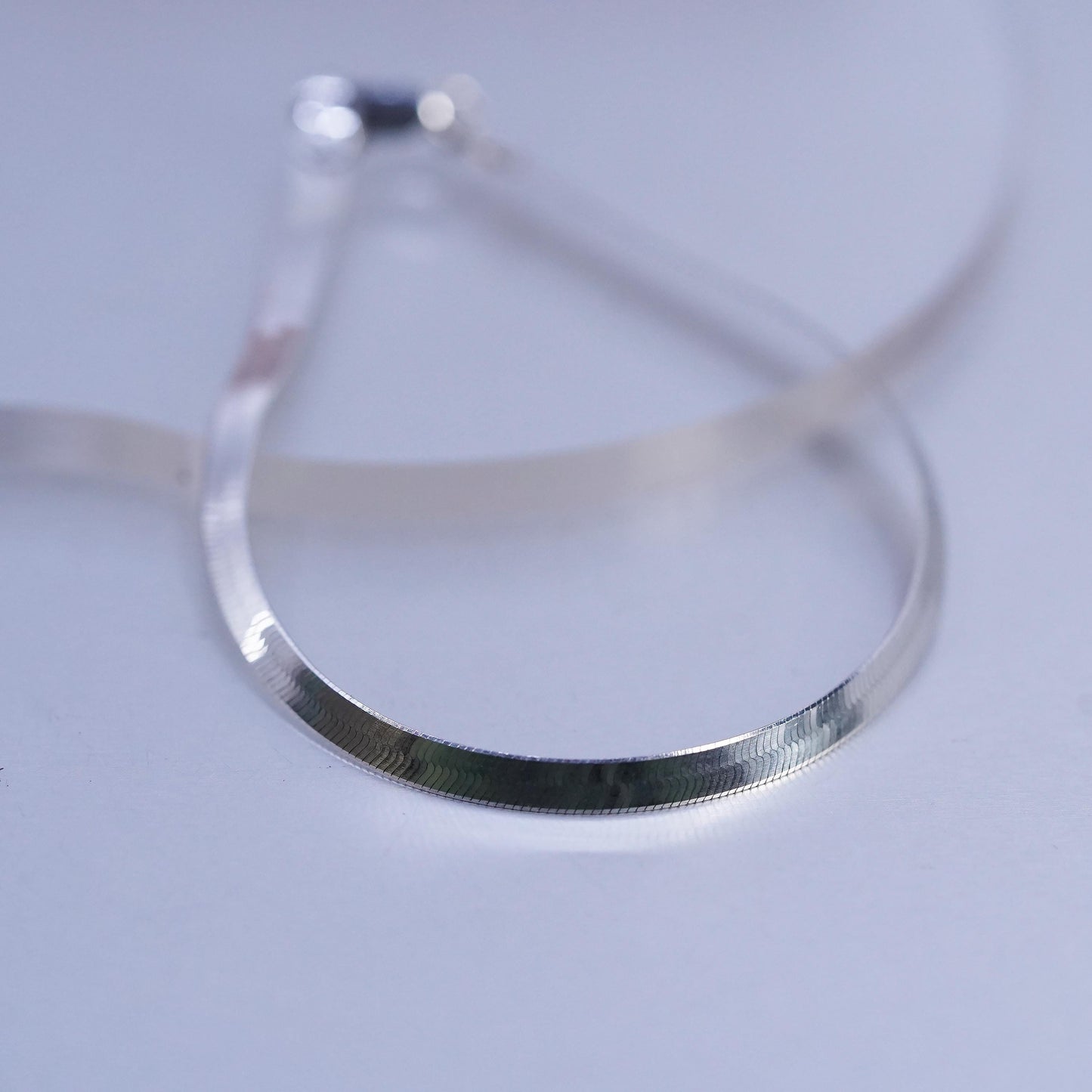 7" 3mm, Vintage Italian Sterling 925 silver bracelet, herringbone chain