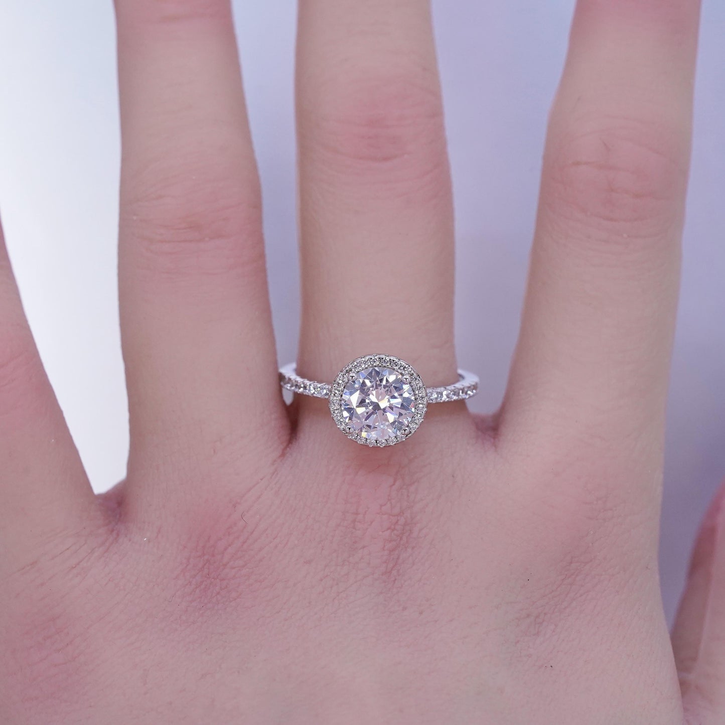 Size 9, vintage Sterling 925 silver statement engagement ring with cluster Cz