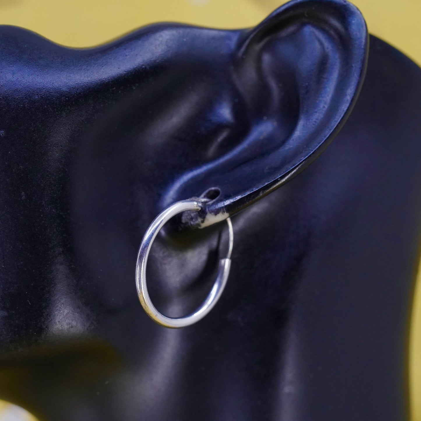 1”, Vintage Sterling silver handmade earrings, 925 silver hoops