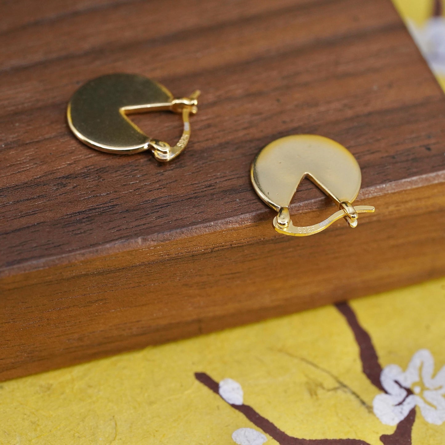 0.5", Vintage vermeil gold plated Sterling silver earrings, 925 pac Man hoops