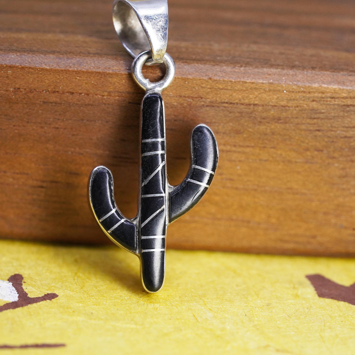 Native American Sterling 925 silver double sided Pendant, Navajo Saguaro Cactus