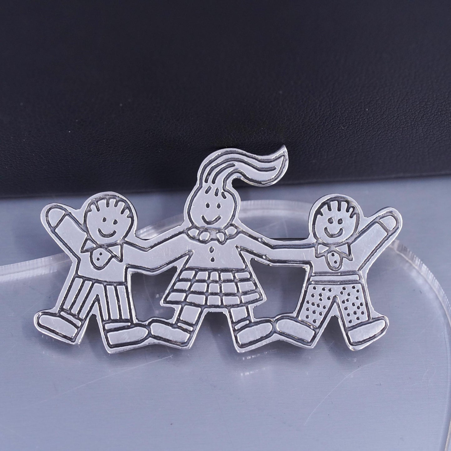 Antique sterling silver handmade brooch, 925 save the children