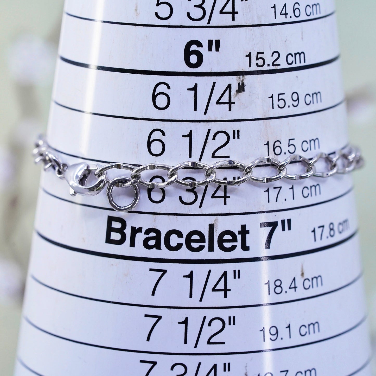 6.75”, sterling 925 silver twisted curb bracelet and cross double heart charms