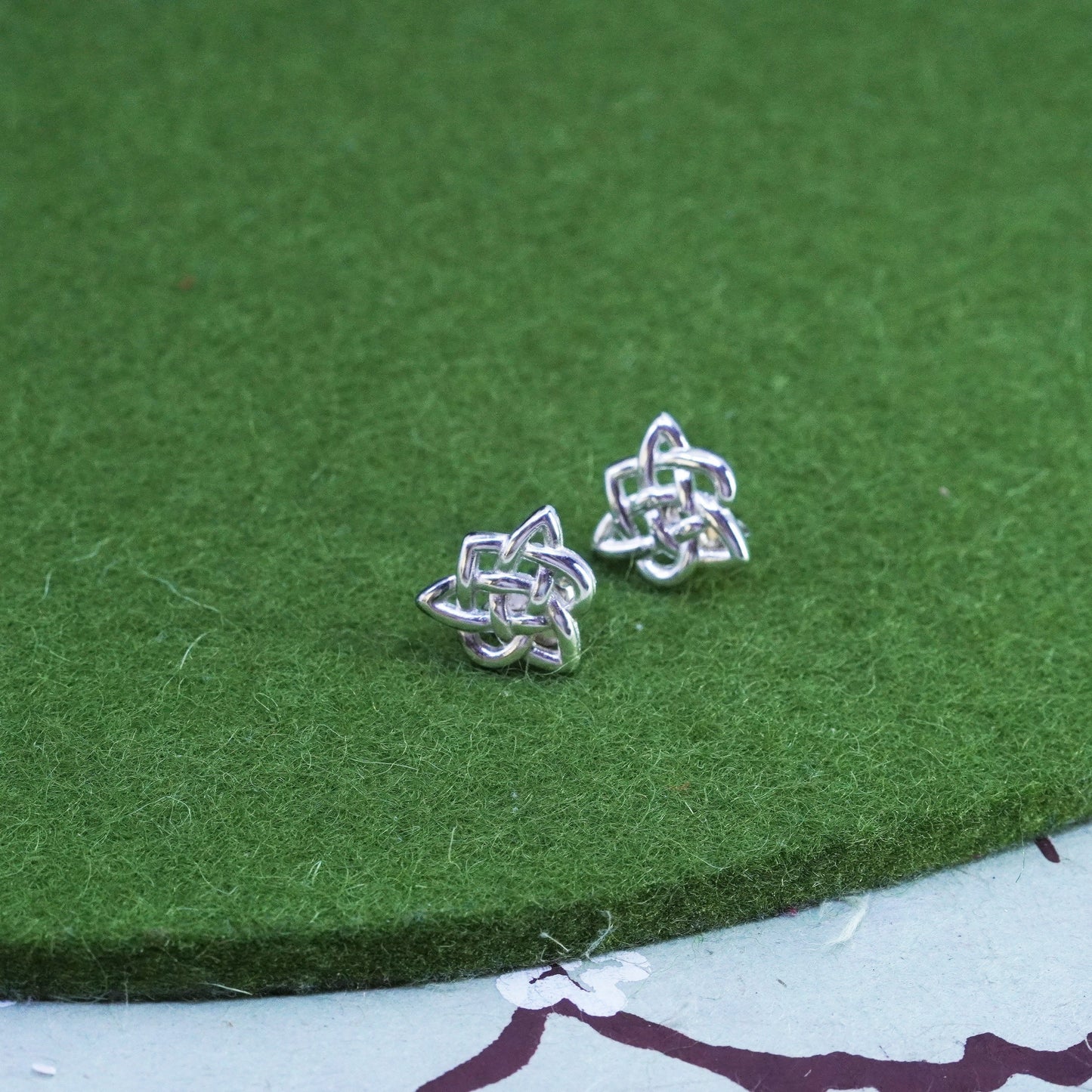 Vintage Sterling silver handmade earrings, irish 925 knot studs