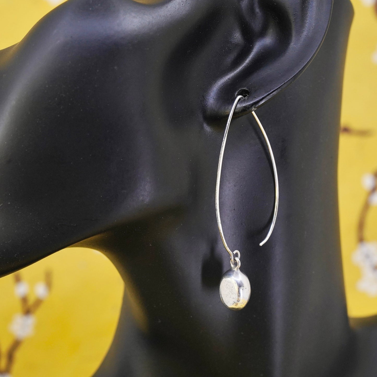 Silpada Sterling 925 silver W2032 Oval Drop Dangle Threader Earrings Bean