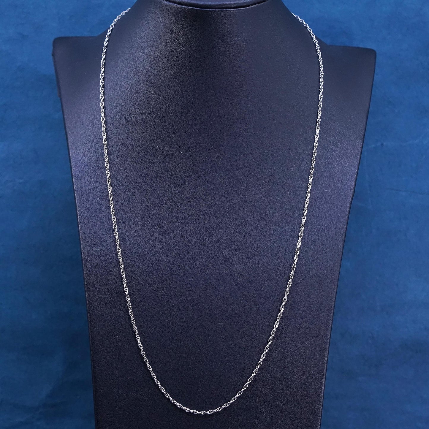 23", 2mm, vintage Mexican Sterling silver necklace, 925 Singapore rope chain