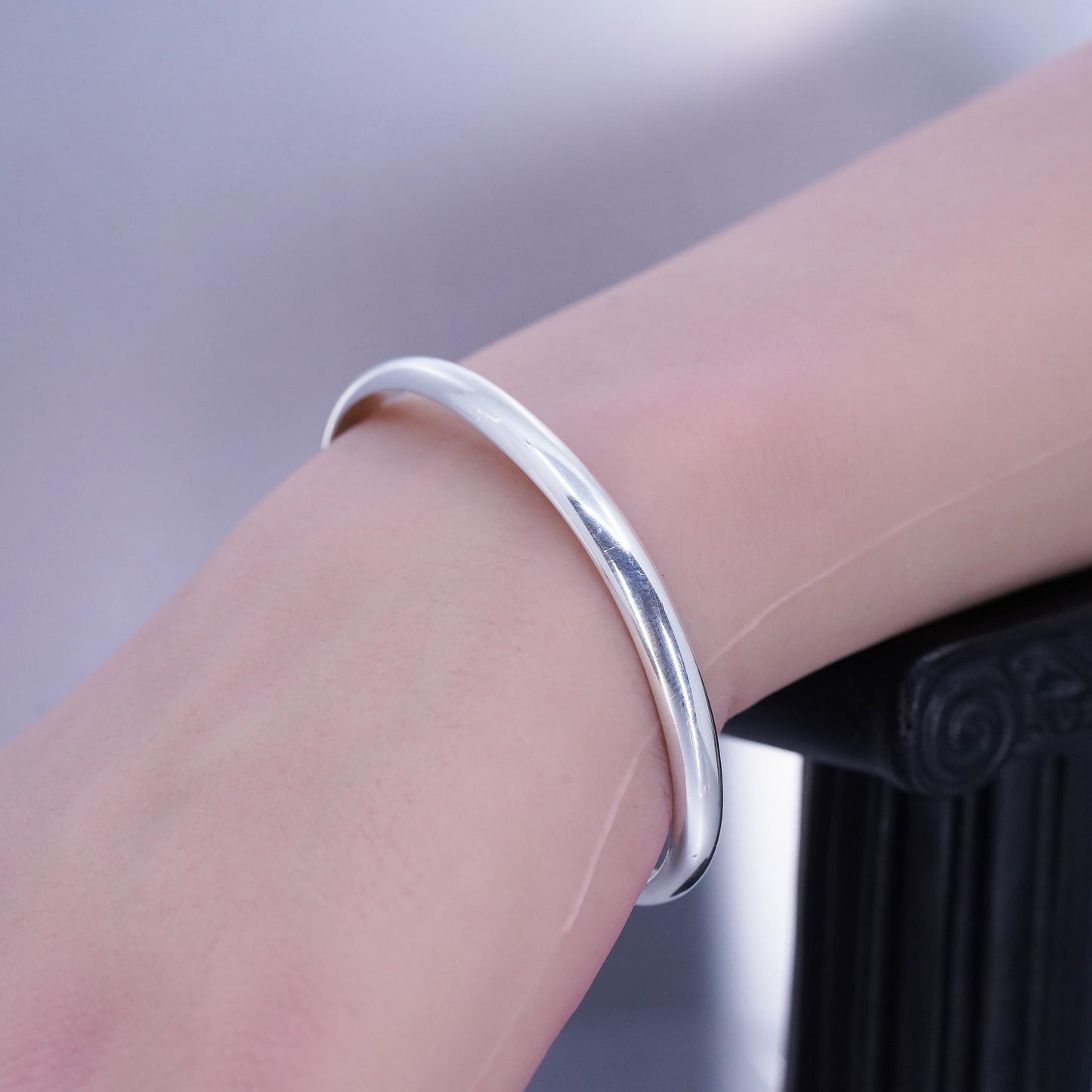 6.25”, Vintage 925 sterling silver handmade bracelet, textured stackable cuff