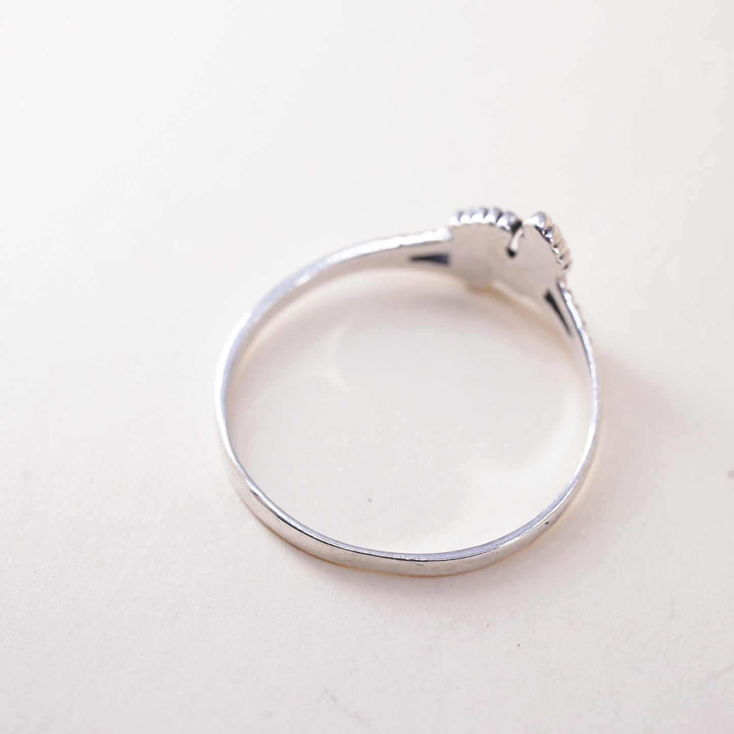 Size 9.25, Vintage sterling 925 silver handmade baby footprint ring
